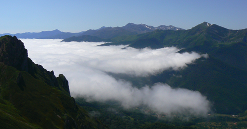 Looking down on a sea of clouds